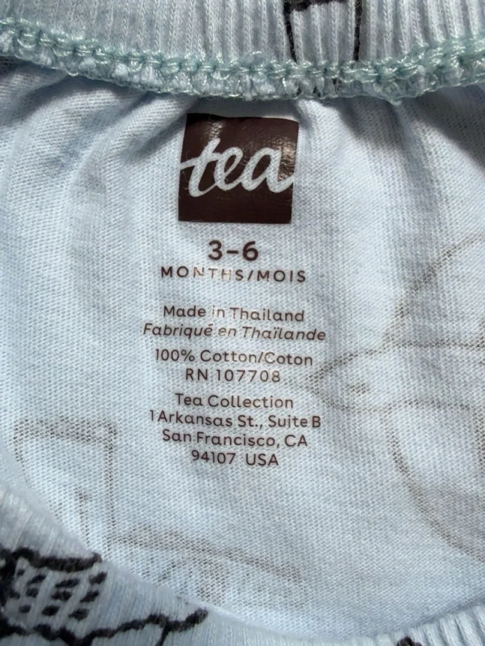 Tea Collection Light Blue Seabirds Long Sleeve Romper Longall 3-6 Months
